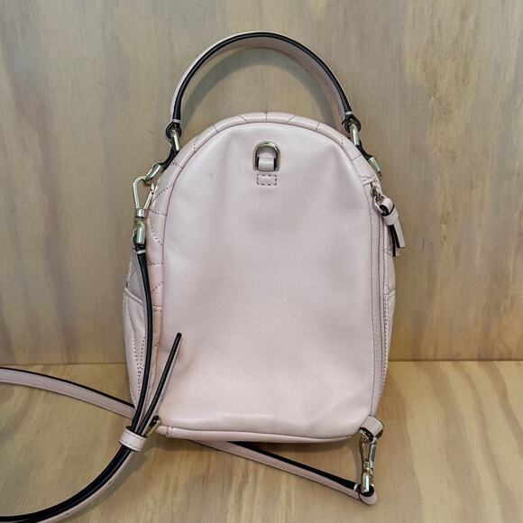 briar lane quilted mini convertible backpack Kate Spade New York Crushed Velvet Front signature emblem logo plaque with floating spade Kate Spade Briar Lane Mini